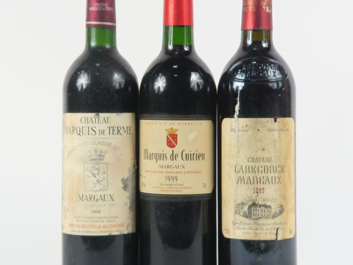 3 BOUTEILLES de MARGAUX : 1 CHÂTEAU MARQUIS DE TERME GCC 1999 BG/ELA -