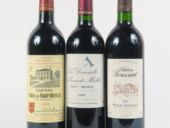 3 BOUTEILLES : LA DEMOISELLE DE SOCIANDO MALLET HAUT MEDOC 1998 - 1 CH
