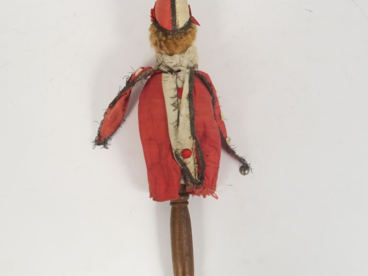Jouet ancien marotte musical tête porcelaine de fabrication française 