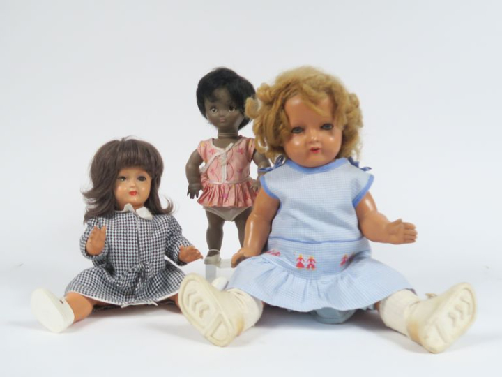 Lot de 3 poupées des années 1950/60 dont poupée Bella.