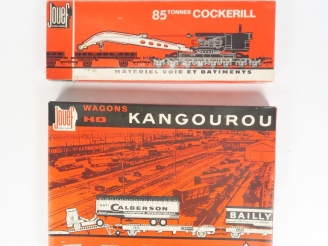 Vente aux enchères 2 coffrets de trains Jouef HO Kangourou et Cockerill, bel état.