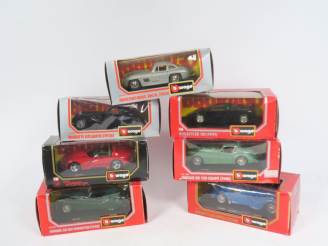 Vente aux enchères Bburago 1/24ème. Lot de 7 miniatures automobiles en boite d'origine, c
