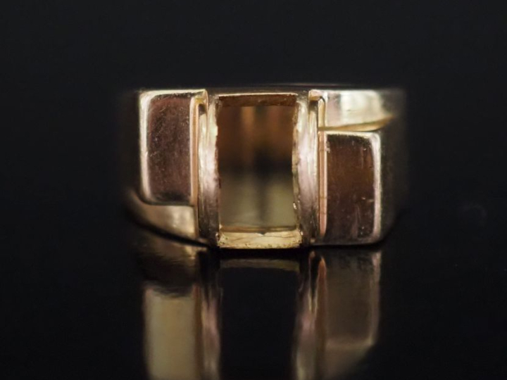 Monture de bague de style Art déco en or jaune 750.  TDD. 54 Poids. 7,