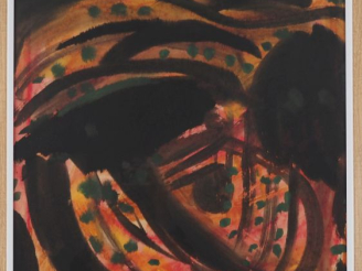 Vente aux enchères T'ANG HAYWEN. "Composition polychrome". Aquarelle signée en bas à droi