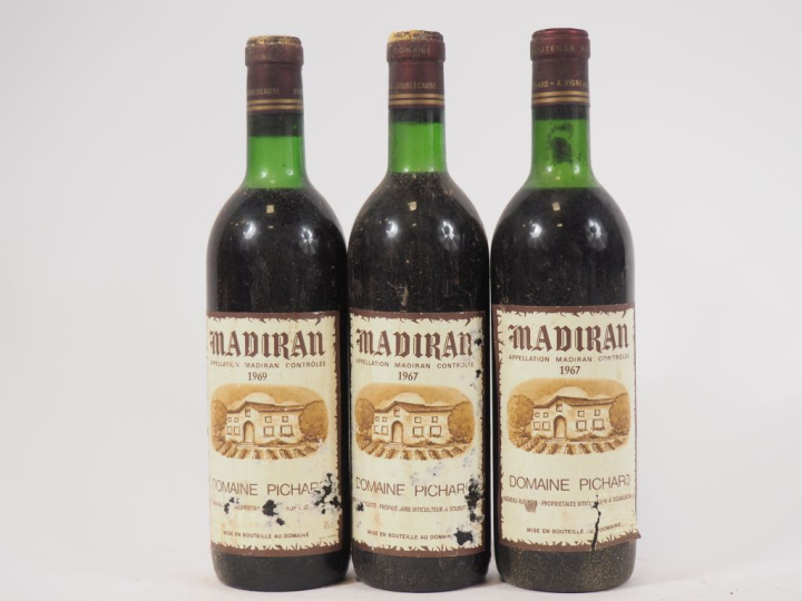3 BOUTEILLES DOMAINE PICHARD MADIRAN : 1 de 1967 BG/ETA/BS - 1 de 1967