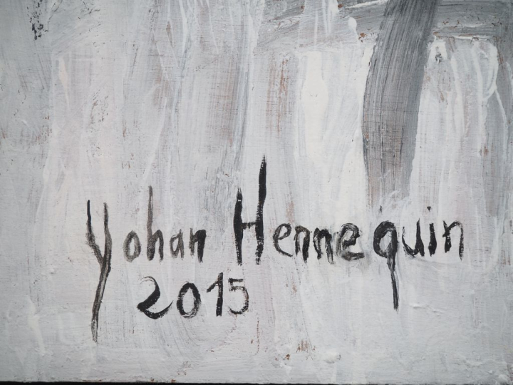 Johan HENNEQUIN.  "Portrait d'homme" Huile sur panneau et plâtre, sign