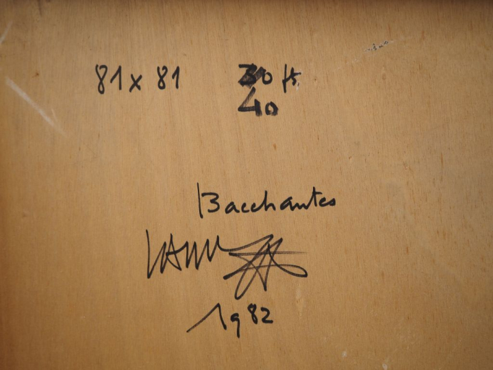 LAMY.  "bacchantes"  Huile sur panneau, signée en bas à gauche. Dim. 8
