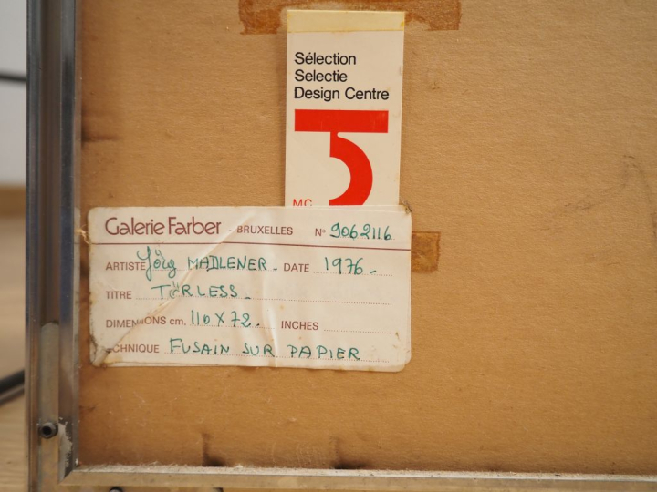 Jorg MADLENER.  "Törless"  Fusain sur papier, monogramé en bas à gauch