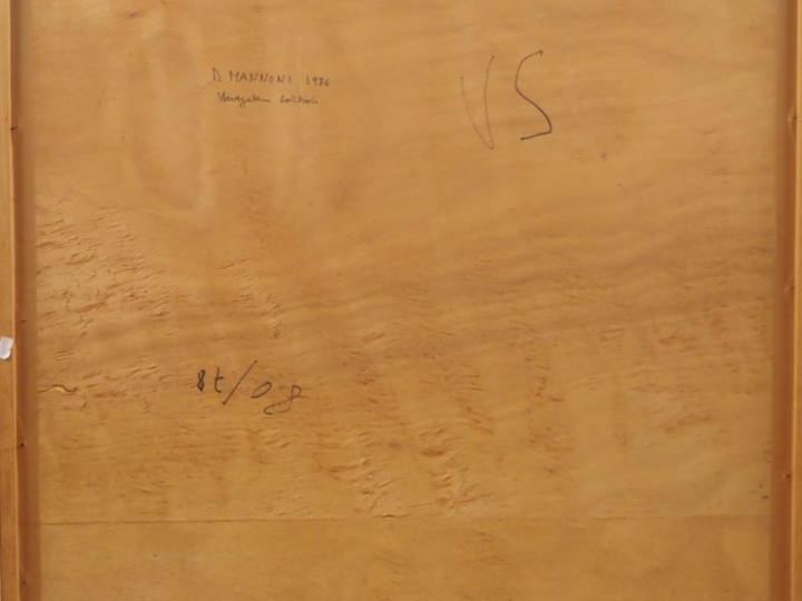 D. MANNONI.  "Navigatera ou solitari" Huile sur panneau, monogrammée e