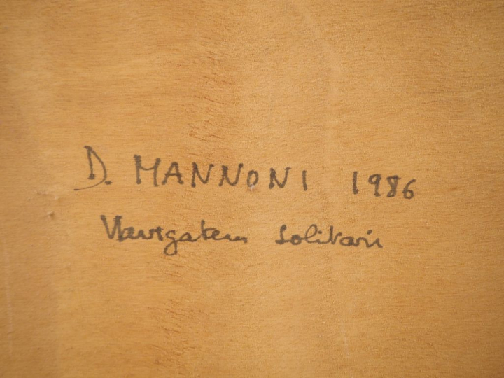 D. MANNONI.  "Navigatera ou solitari" Huile sur panneau, monogrammée e