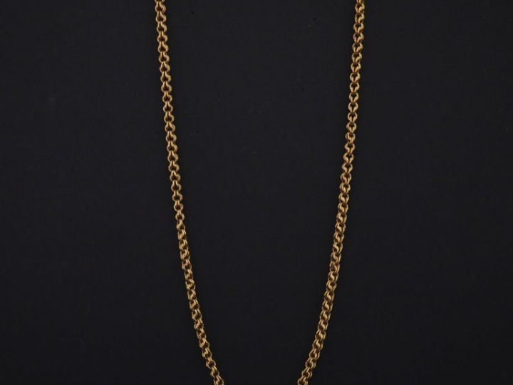 Collier souple en or jaune 750, maille ronde tressée.  Long. 49 cm Poi