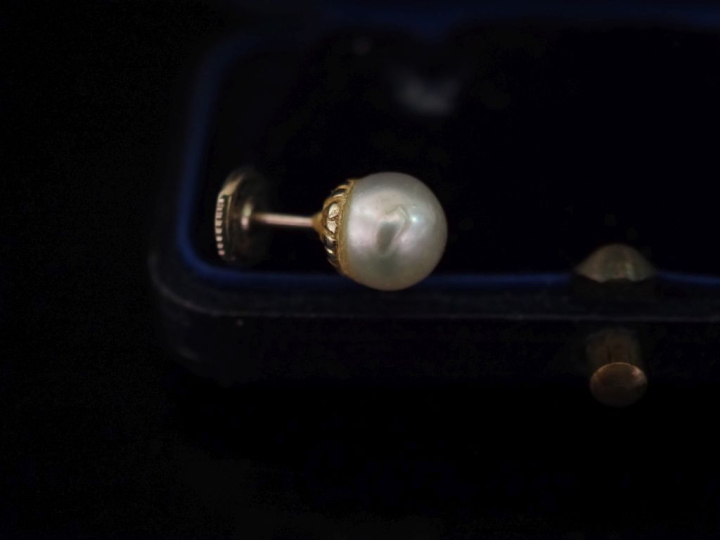 Paire de puces d'oreilles en or blanc 750, serties en leur centre d'un