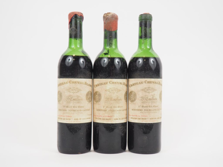 3 BOUTEILLES CHÂTEAU CHEVAL BLANC 1er GCC ST EMILION-  1970 - BEP-MEP/