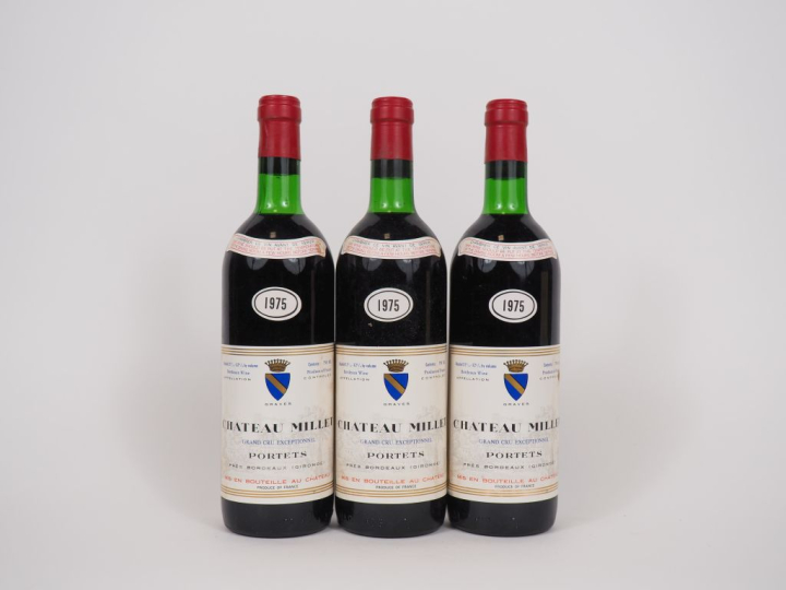 3 BOUTEILLES CHÂTEAU MILLET GC PORTETS - 1975 - BG