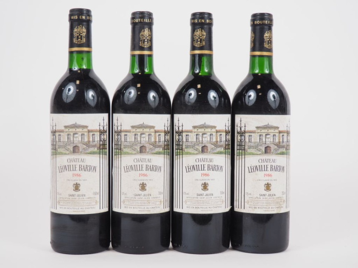 4 BOUTEILLES CHÂTEAU LEOVILLE BARTON GCC ST JULIEN - 1986 - BG