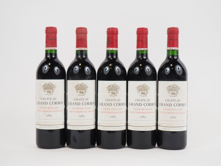 5 BOUTEILLES CHÂTEAU GRAND CORBIN GCC ST EMILION - 1989