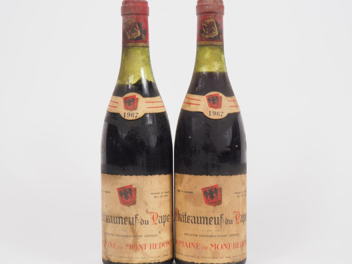 2 BOUTEILLES CHÂTEAUNEUF DU PAPE DOMAINE DE MONT REDON - 1967 - 1 à 3 