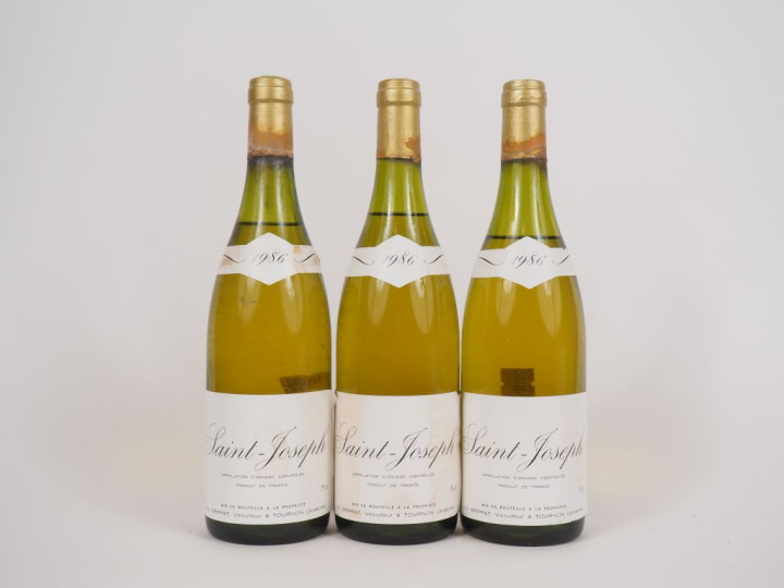 3 BOUTEILLES SAINT JOSEPH A. TOURNON - 1986 - 1 à 3,5 CM/1 à 4 CM/1 à 