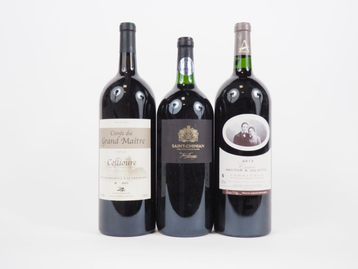 3 MAGNUMS : 1 CUVÉE DU GRAND MAITRE COLLIOURE 2010/1  TOURLANSAY SAINT