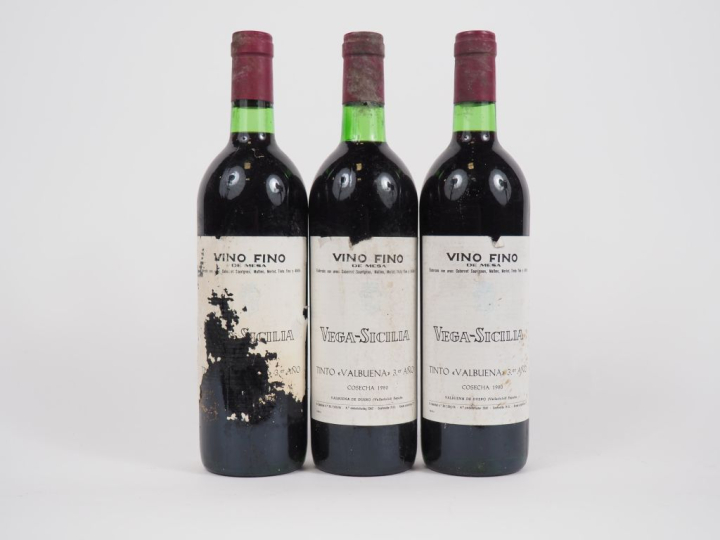 3 BOUTEILLES VEGA SICILIA "VALBUENA" 3er ANO - 1980 - 1 BG/ETA
