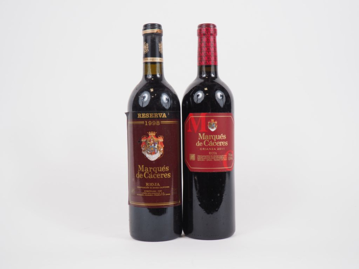 2 BOUTEILLES MARQUÉS DE CACERES RIOJA - 1 de 1998/1 de 2011