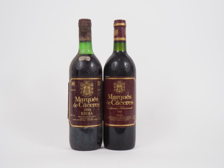 2 BOUTEILLES MARQUÉS DE CACERES RIOJA - 1 de 1984 - LB/1 de 1995 - BG