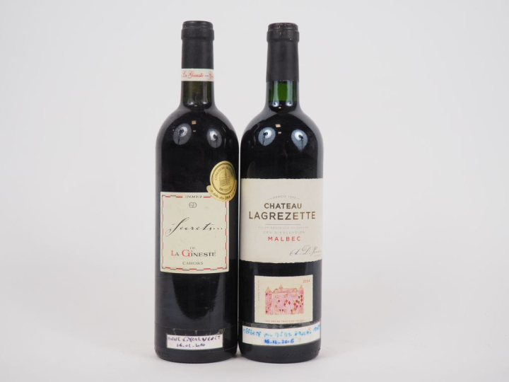 2 BOUTEILLES CAHORS : 1 SECRETS… DE LA GINESTE 2003/1 CHATEAU LAGREZET