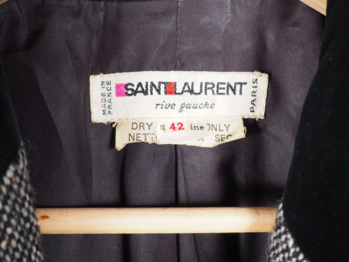SAINT LAURENT, Rive gauche Veste en laine (100%) chamarrée gris, noir 