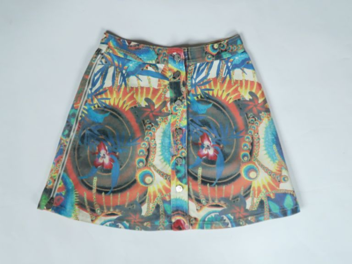 Jean's de Christian LACROIX, Jupe courte en coton (100%), à décor poly