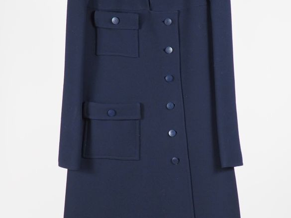 COURREGES, Paris Manteau bleu marine en laine (100%).  Fermeture à l'a