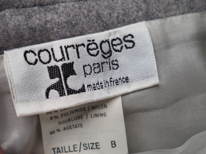 COURREGES, Paris Jupe longue en laine (92%), polyamide (8%) grise. Fer