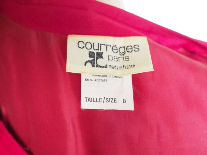 COURREGES, Paris Robe longue à ceinture en laine (100%) de couleur rou