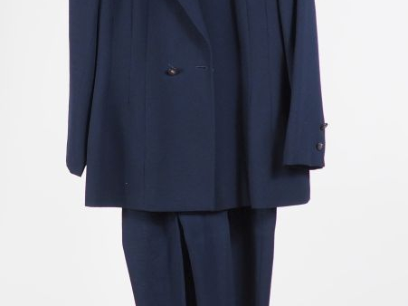 KL by KARL LAGERFELD Ensemble de tailleur bleu marine, veste et jupe, 