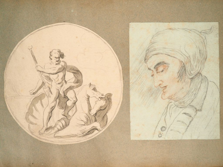 Album de 91 dessins, gravures et impressions divers 32 x 47 cm dimensi