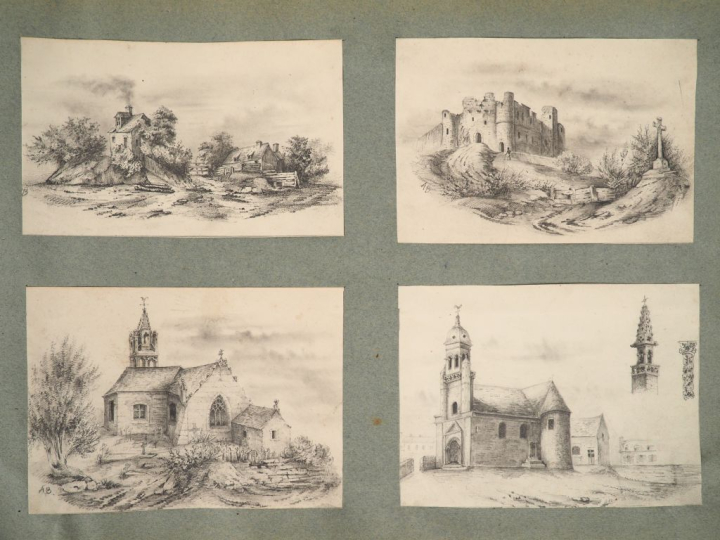 Album de 91 dessins, gravures et impressions divers 32 x 47 cm dimensi