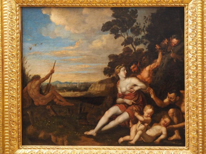 Ecole française XVIIIème. "Bacchanale". Huile sur toile. Dim. 78 x 89 