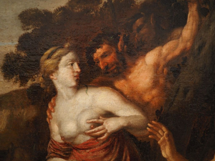 Ecole française XVIIIème. "Bacchanale". Huile sur toile. Dim. 78 x 89 