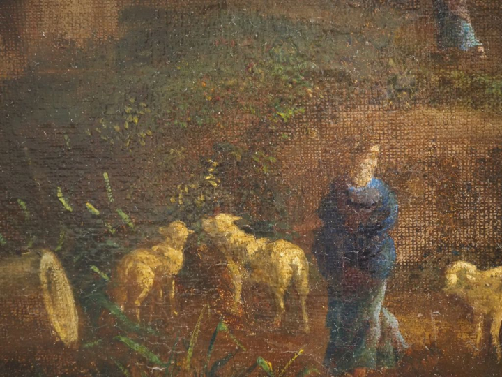 Ecole italienne XVIIIème. "pastorale, ruines et paysage" Huile sur toi