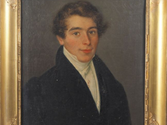 Vente aux enchères Ecole française XIXème. "Portrait d'homme au jabot". Huile sur toile. 