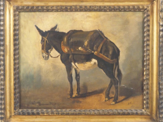 Vente aux enchères FILIPPO PALIZZI.  "L'âne" Huile sur toile, monogrammée en bas à droite