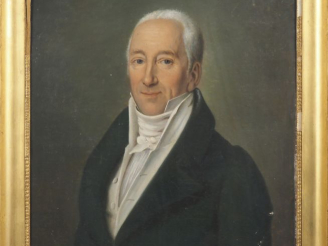 Vente aux enchères Ecole française XIXème.  "portrait d'homme au jabot, Louis Lesourd" Hu