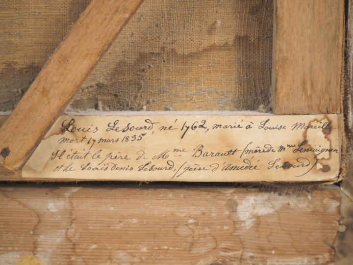 Ecole française XIXème.  "portrait d'homme au jabot, Louis Lesourd" Hu