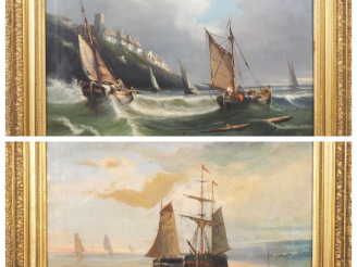 Vente aux enchères Ecole française XIXème. "Marine"  Paire d'huiles sur toile  Dim. 50 x 