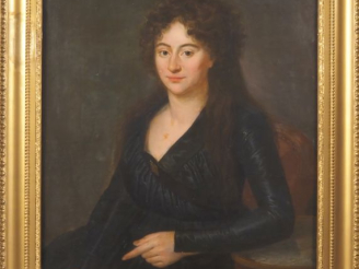 Vente aux enchères Ecole française XIXème. "portrait de poétesse"  Huile sur toile Dim. 9
