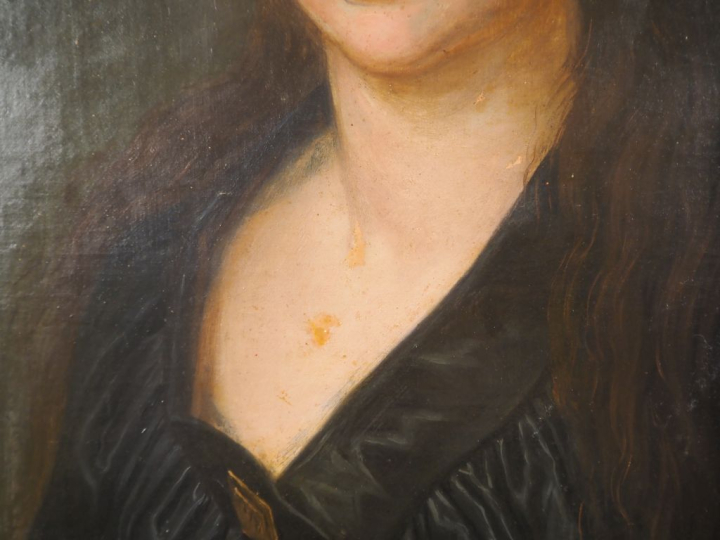 Ecole française XIXème. "portrait de poétesse"  Huile sur toile Dim. 9