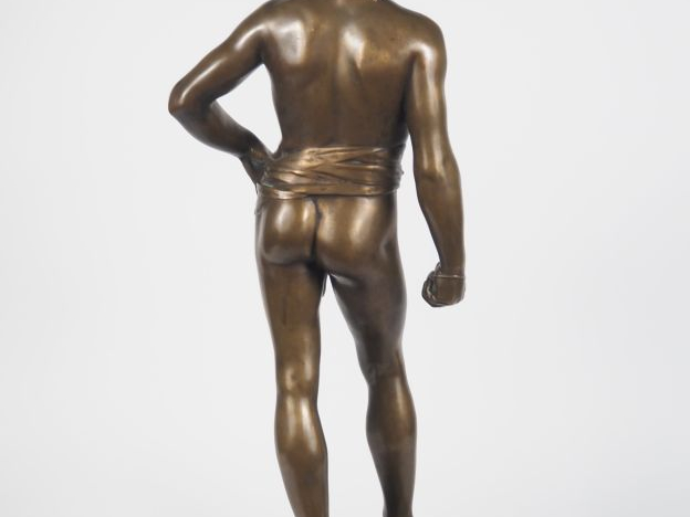 Antonin MERCIER.  "David"  Sculpture en bronze à patine médaille, font