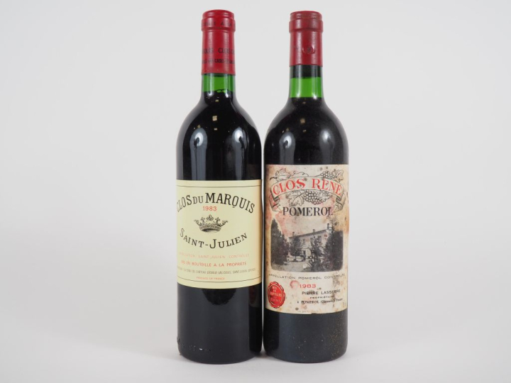 2 BOUTEILLES de 1983 : 1 CLOS DU MARQUIS ST JULIEN - 1 CLOS RENÉ POMER