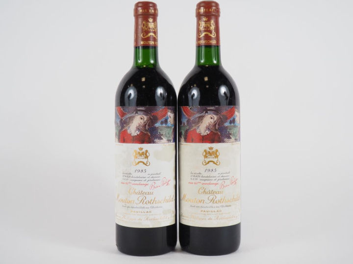 2 BOUTEILLES CHÂTEAU MOUTON ROTHSCHILD 1er GCC PAUILLAC - 1985 - BG/ET