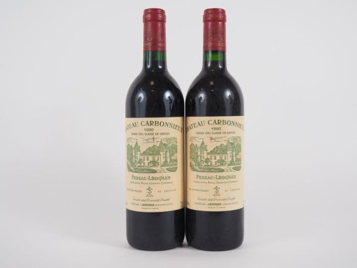 2 BOUTEILLES CHÂTEAU CARBONNIEUX GCC GRAVES - 1990