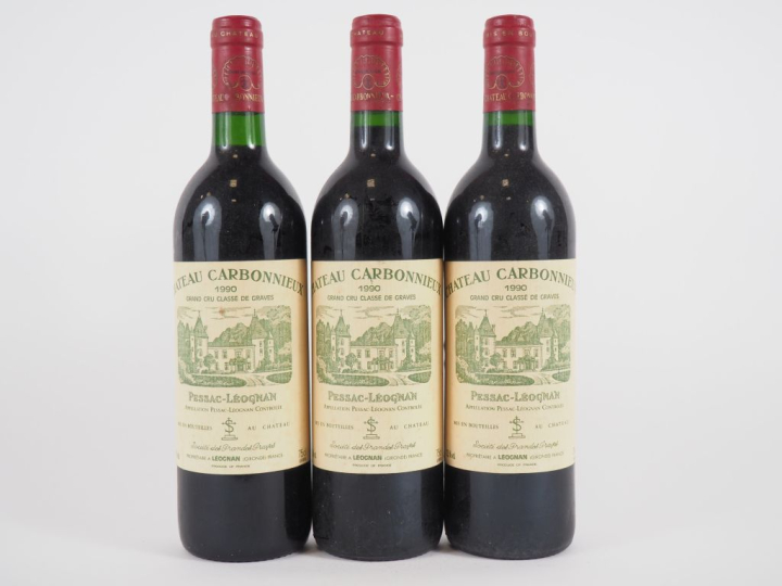 3 BOUTEILLES CHÂTEAU CARBONNIEUX GCC GRAVES - 1990
